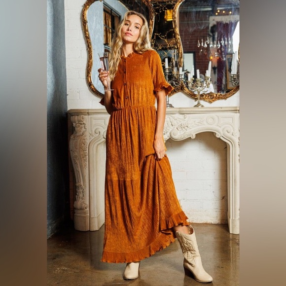 Rust tiered maxi dress nwot - Picture 1 of 4